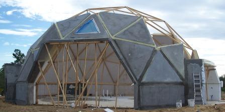 geodesic dome home partially complete