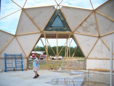 dome home construction pregnant lady on construction site